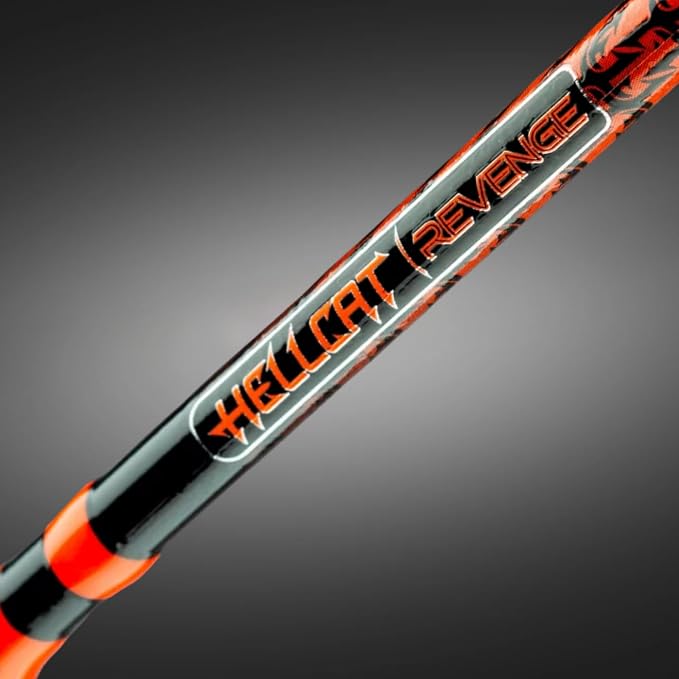 Orange Hellcat Revenge Rod Series – Durable, Lightweight Composite Fishing Rod, Non-Slip Silicone Grip, Aluminum Reel Seat, Smooth Casting, Break-Resistant Tip.