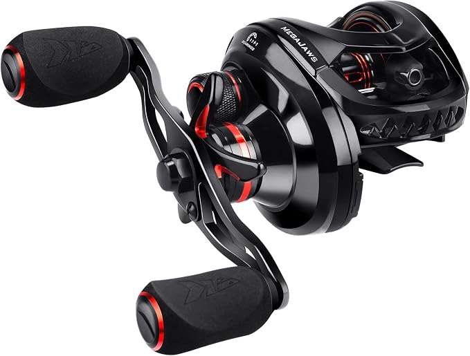 KastKing MegaJaws Elite Baitcasting Fishing Reel, New AutoMag Dual Braking System, Only 6.7oz, 17.64 LBs Carbon Fiber Drag, 11+1 Shielded BB, High Speed 5.4:1 to 9.1:1 Gear Ratios