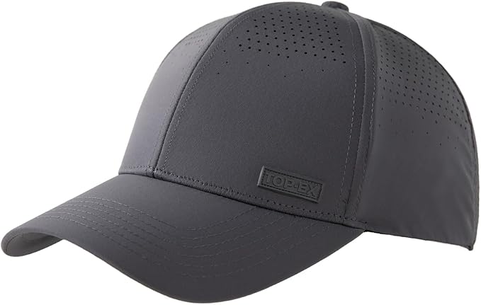 TOP-EX Performance Baseball Cap Water-Resistant Beathable Golf Running Cap Laser Cut Mesh Ball Curved Brim Snapback Hat