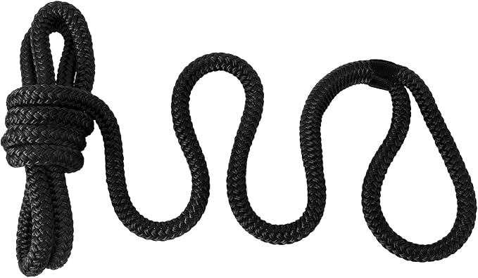 2 Pack 3/8'' x 6' Boat Fender Lines for Mooring, Docking Ties & Small Boat,Premium Marine- Grade Double Braided Nylon Boat Rope with a 5" Eyelet,Anti-Wear & Weather-Resistant-Black