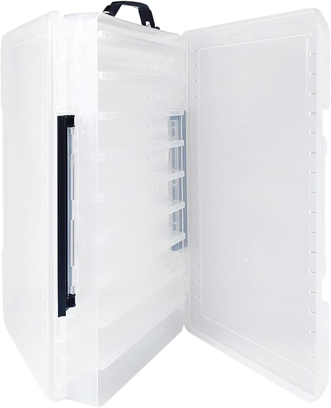 Large Fishing Lure Box Organizer - 18 Compartment Double Sided Fishing Tackle Box for Crankbait Squid Jig Bait Storage (1, White)