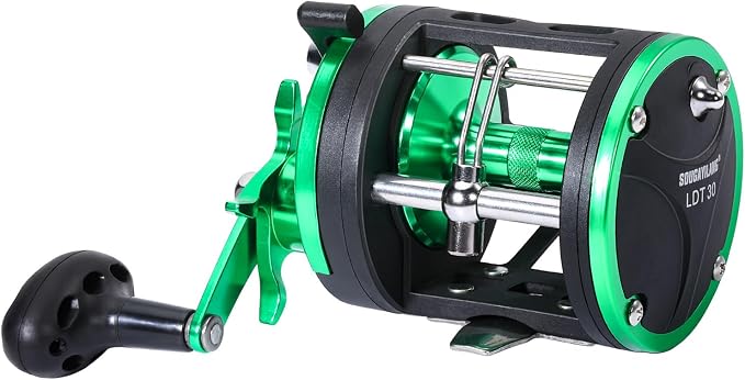 Sougayilang Round Baitcasting Fishing Reel –CNC Machined Aluminum Body Catfish Reel with 25LB Max Drag, Waterproof Trolling Reel with Level Wind & Magnetic Braking System for Musky Bass Pike