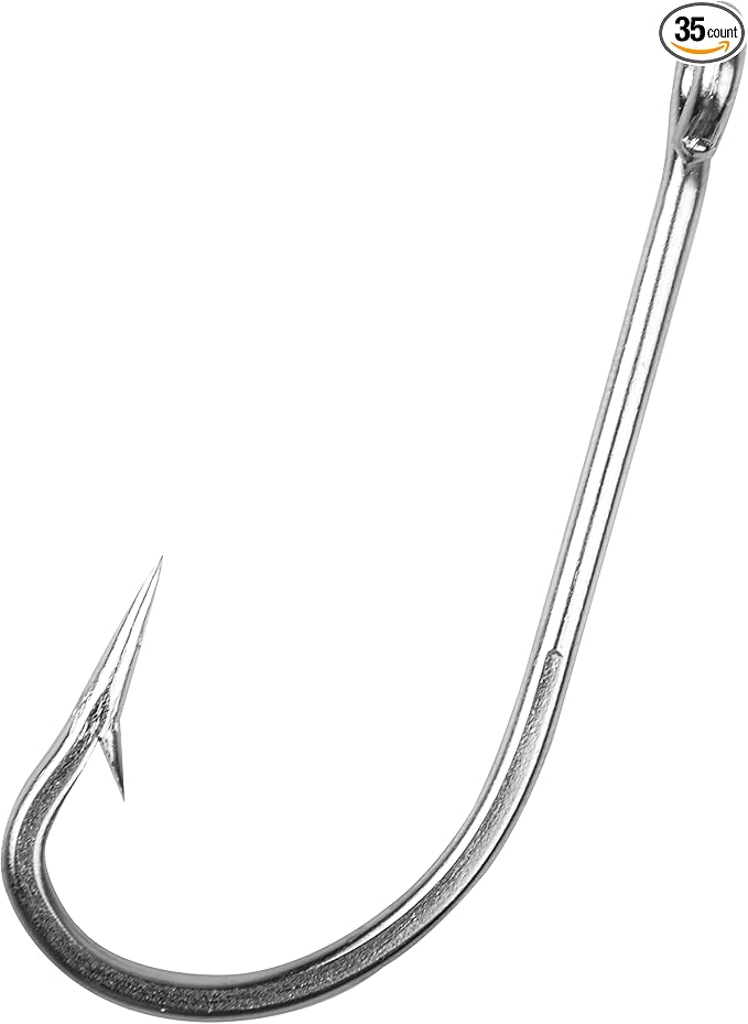 Saltwater Fishing J Hooks,35pcs O'Shaughnessy Forged Extra Strong Stainless Steel 34007 Trolling Long Shank Fishing Hooks for Sea Bass Striper Bluefish Catfish Snapper Saltwater Freshwater Fishing