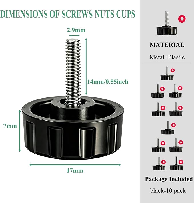 10 Pack Screws Nuts Caps for Fishing Spinning Reels Knob Power Handle Grip