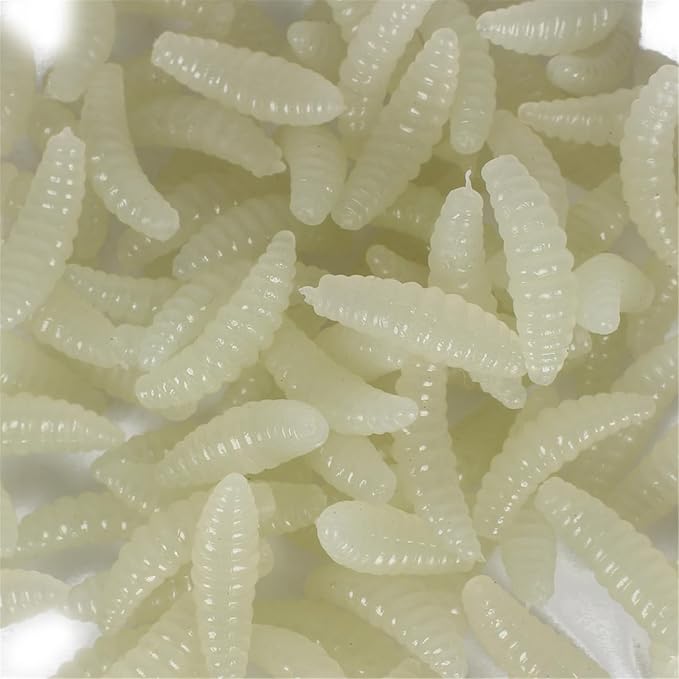 50Pcs Soft Fishing Lures Earthworms Baits Maggot Smell Lures Silicone Artificial Baits Fishing Tackle Accessories Flexible Silicone Soft Freshwater