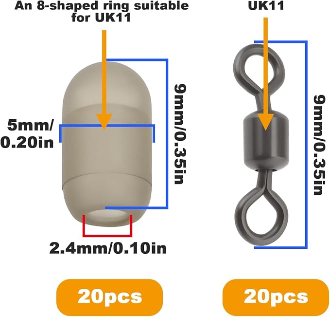 20Pcs Swivel Stop Anti Entanglement Beads Suitable for Fishing line