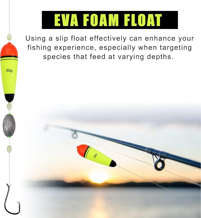 Slip Bobber Fishing Floats EVA Foam Bobbers for Pike Perch Carp Bass Fishing Bobber Float Saltwater Freshwater Floatage 0.35oz - 4.23oz