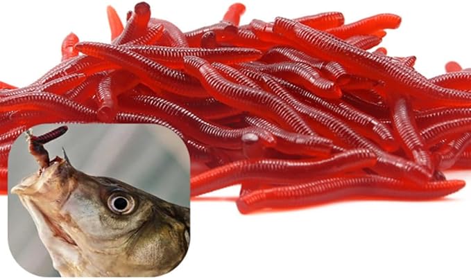 200pcs Soft Artificial Lure Earthworm Baits Fishing Lure Earthworm Bloodworm Baits Fishing Accessory