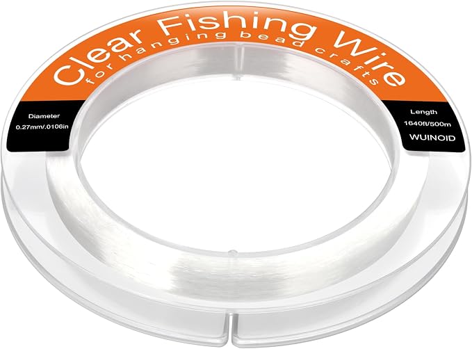 Clear Fishing Line Wire 755 ft, Invisible Monofilament Fishing Line Wire, Nylon String for Hanging Balloons Garland Crafts Picture Decorations, Clear String Threads Cords WUINOID