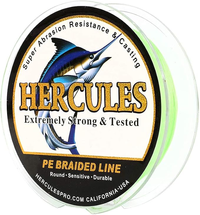 HERCULES Cost-Effective Super Cast 8 Strands Braided Fishing Line 10LB to 300LB Test for Salt-Water,109/328/547/1094 Yards(100M/300M/500M/1000M),Diam.#0.12MM-1.2MM,Hi-Grade Performance,Variety Colors