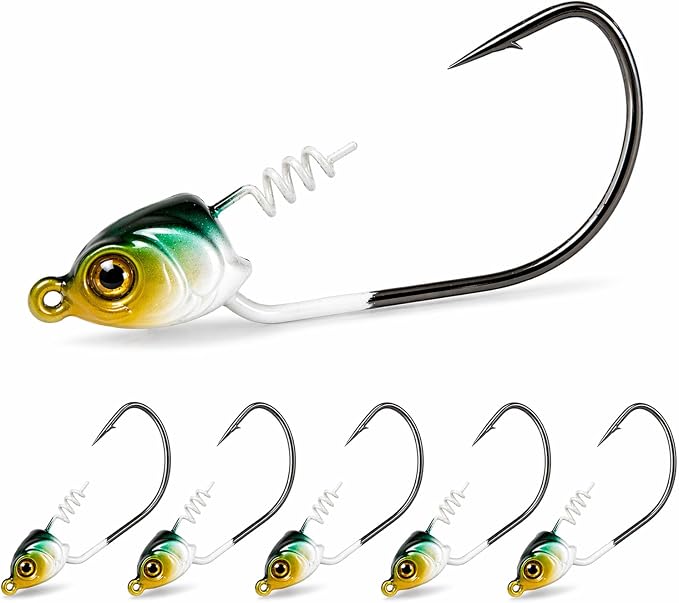 Swimbait Jig Heads for Bass Fishing, Weighted Jig Hooks for Paddle Tail Soft Plastic Lures, 3/16oz 1/4oz 3/8oz 1/2oz High Carbon Steel, Freshwater Saltwater Fishing