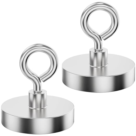 MUTUACTOR 2packs Neodymium Magnets Heavy Duty,120 lbs Pulling Force Fishing Magnet Rare Earth Magnet,Super Strong Round Magnet for Sweeping Picking Retrieving Metal Tools