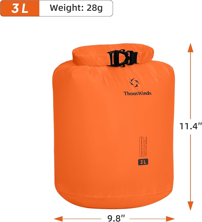 Thous Winds Waterproof Dry Bag, Ultralight 3L/6L/12L/24L/36L Roll Top Lightweight Dry Sack for Kayaking, Swimming, Camping, Hiking, Beach