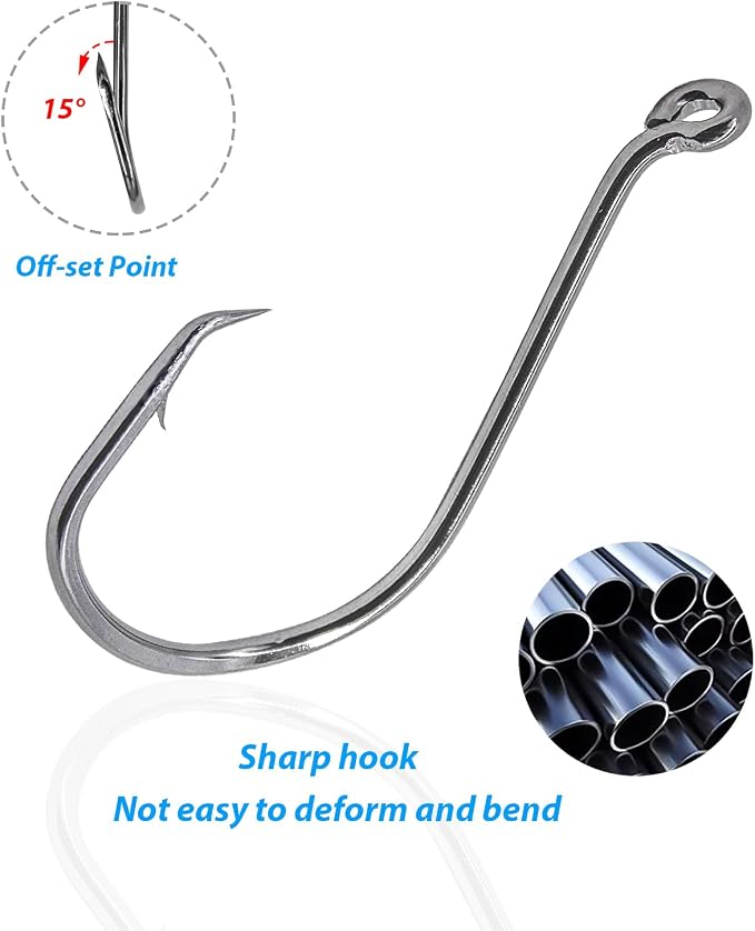 Fishing Hooks Set High Carbon Steel Catfish Bulk Strong Circle Fishing Hooks Mixed Size for Saltwater Freshwater 161PCS