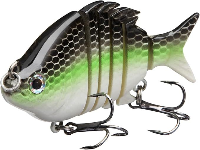 Bassdash SwimPanfish 0.34oz Hard Swimbaits Multi Jointed Topwater Trout Bass Fishing Crank Lure for Freshwater and Saltwater