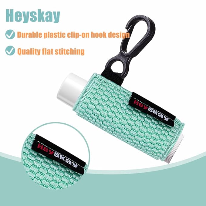 HEYSKAY Lip Balm 3pcs Holder Sleeves Compact Clip On Keychain Lipstick Chapstick Lip Gloss Elastic Sleeves