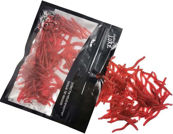 1.6in/3.3/3.9in Fishing Soft Lure Trout Worm Earthworm Bait Lifelike Fake Bloodworm Grub Worm Soft Fishing Lure Baits
