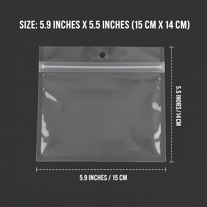 100 Pack Soft Plastic Baits Bags | Heavy-Duty Clear Lock Zipper Packaging Bags - Leakproof Double-Sealed Zipper Storage for Soft Plastic Lures & Fishing Gear | Multiple Sizes (5.9"x5.5")