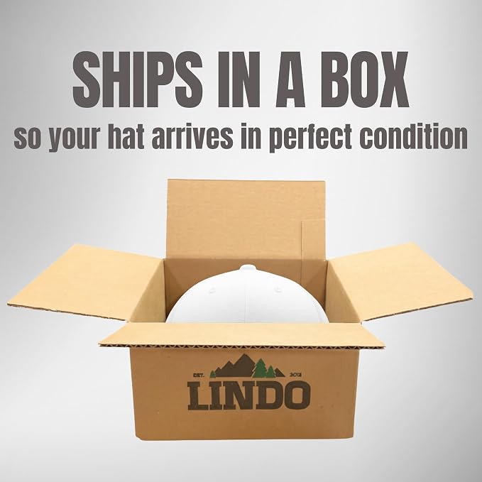 LINDO Trucker Hat [ Great Outdoors Design ] for Men and Women: Mid Profile Cap with Breathable Mesh Back and Adjustable Snap