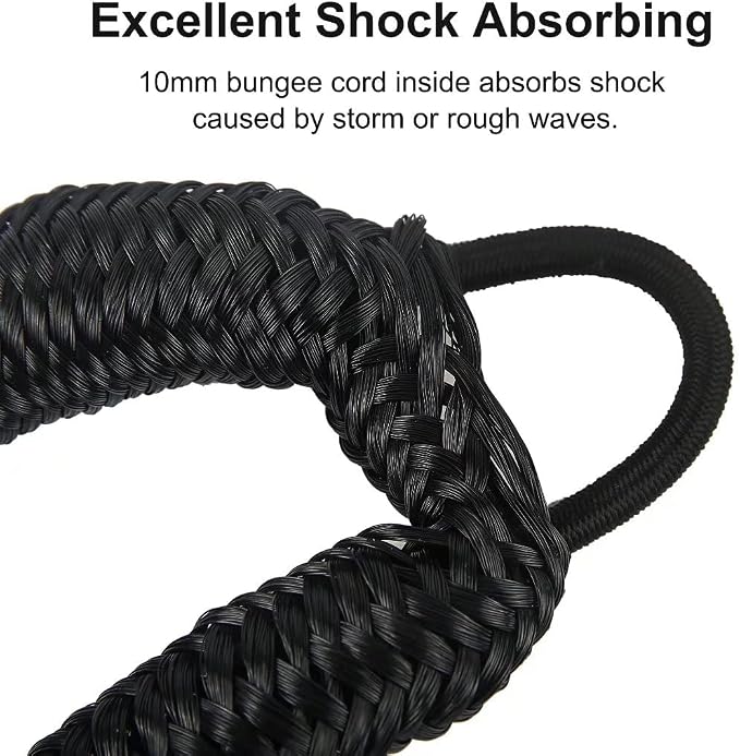 Bungee Dock Lines for Boat Shock Absorb Dock Tie Mooring Rope Boat Accessories 4-5.5 ft,4Pack (Black)