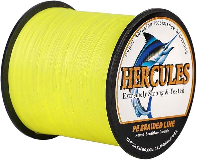 HERCULES Cost-Effective Super Strong 4 Strands Braided Fishing Line 6LB to 100LB Test for Salt-Water, 109/328 / 547/1094 Yards (100M / 300M / 500M / 1000M), Diam# 0.08MM - 0.55MM, Hi-Grade