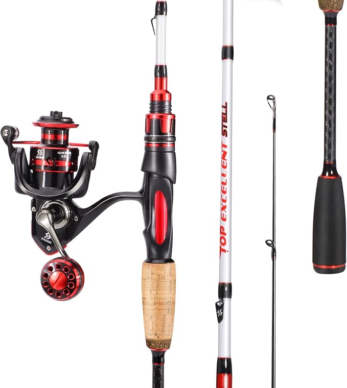 Sougayilang Fishing Pole, 30-Ton Carbon Fiber Fishing Rod and Reel Combo, 2 Pcs Blanks Spinning Reel Combos