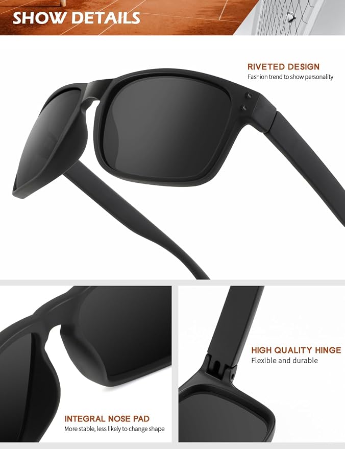 KALIYADI Polarized Sunglasses for Men and Women Vintage Style Sun Glasses for Fishing Running Driving with UV Protection