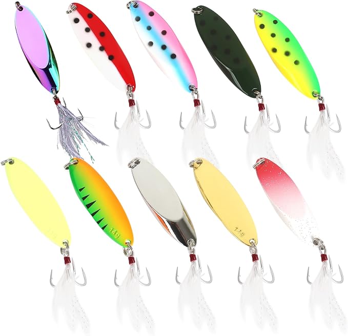 Metal VIB Spinner Blade Baits: 10pcs Blade – Bass & Trout Fishing Lures with Treble Hooks, High-Flash Vibration Hard Baits for Perch Walleye Pike Freshwater Saltwater