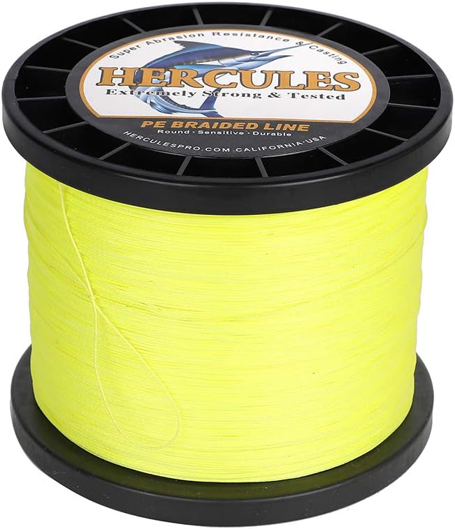 HERCULES Cost-Effective Super Cast 8 Strands Braided Fishing Line 10LB to 300LB Test for Salt-Water,109/328/547/1094 Yards(100M/300M/500M/1000M),Diam.#0.12MM-1.2MM,Hi-Grade Performance,Variety Colors