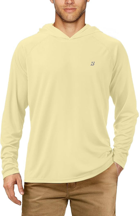 Roadbox UPF 50+ Fishing Shirts for Men, Long Sleeve UV Sun Protection Hoodie, Outdoor Hiking Running Swimming Rash Guard