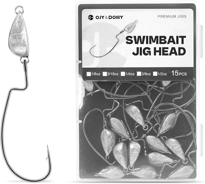 OJY&DOIIIY Weighted Texas Rig Hooks, Weedless Swimbait Jig Heads for Bass Fishing 1/8 3/16 1/4 3/8oz