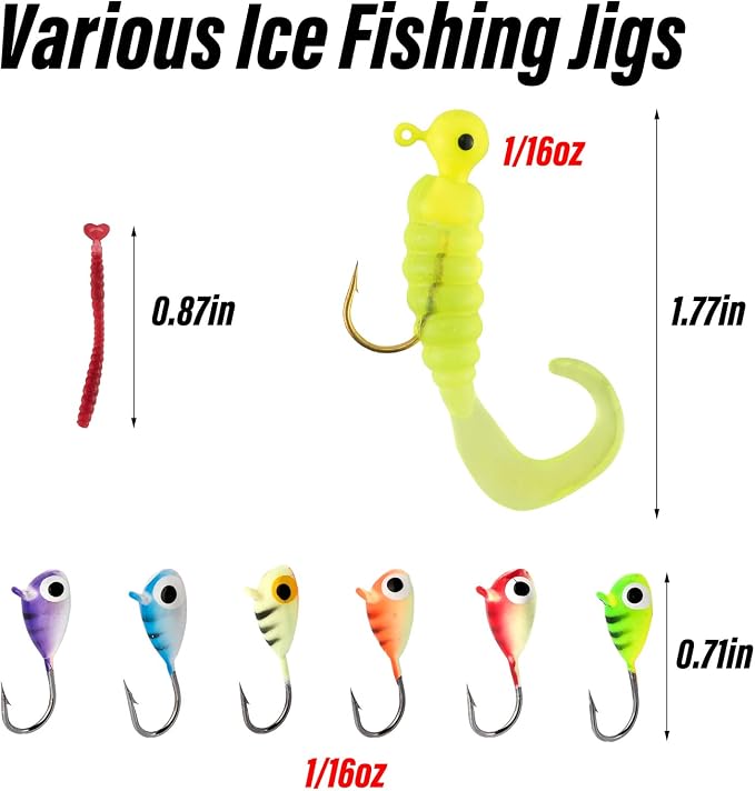 Dr.Fish Ice Fishing Rod and Reel Combo Ice Fishing Poles Gear Complete Kit Winter Spinning Pole and Reel Package Travel Jigs Lures Tackle