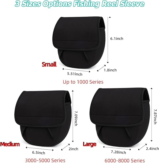 Neoprene Spinning Reel Cover - Waterproof & Shockproof Fishing Protective Case, Breathable Casting Cover, Universal Pouch for Right/Left Hand, Fits 3000-6000 Series (M)