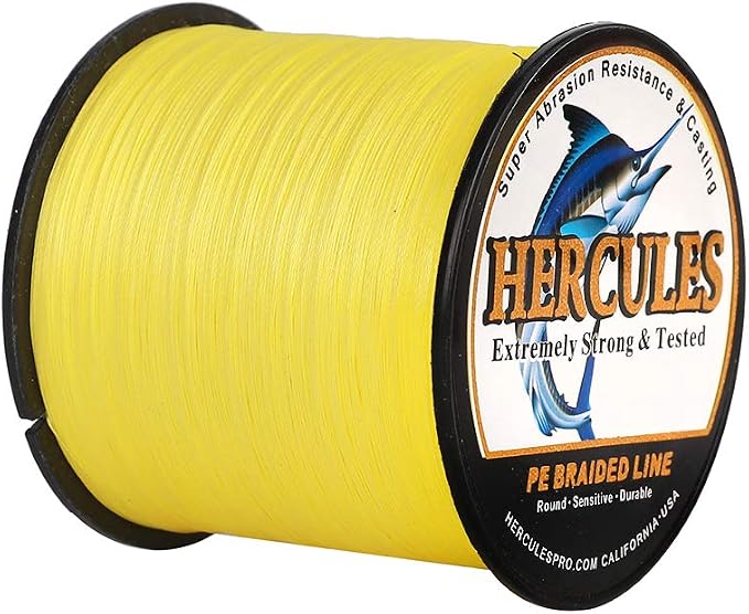 HERCULES Cost-Effective Super Strong 4 Strands Braided Fishing Line 6LB to 100LB Test for Salt-Water, 109/328 / 547/1094 Yards (100M / 300M / 500M / 1000M), Diam# 0.08MM - 0.55MM, Hi-Grade