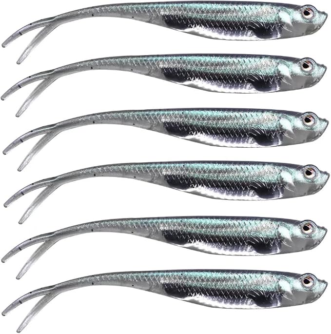 QualyQualy Soft Swimbait Fishing Lures 5PCS 6PCS Jerk Shad Minnow Drop Shot Lure Bass Bait Shad Lure Soft Jerkbait for Bass Trout Pike Walleye Crappie 2.95'' 3.93'' 4.72''