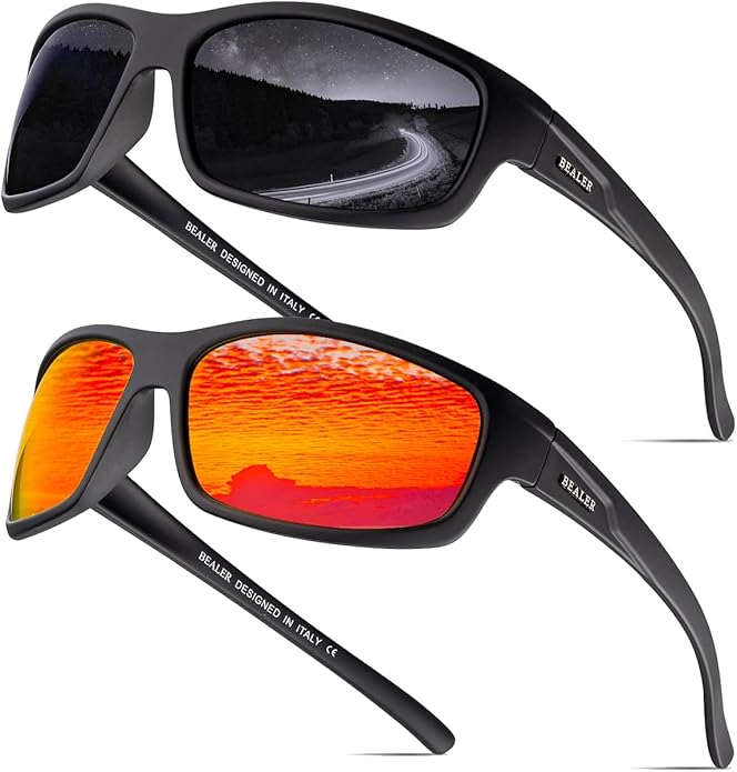 BEALER Polarized Sports Sunglasses for Men Lightweight TR90 Frame Sun Glasses Driving Cycling Fishing UV Protection Shades