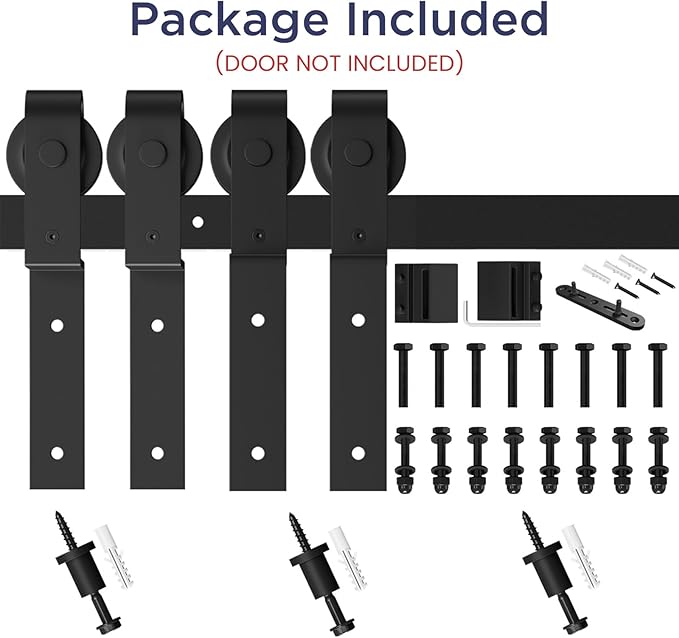 SMARTSTANDARD 4 Feet Bypass Sliding Barn Door Hardware Kit - for Double Wooden Doors-Single Track - Smoothly & Quietly - Easy to Install-Fit 36" Opening