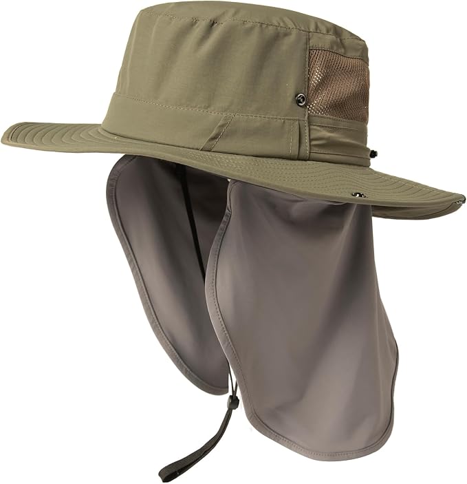 TOP-EX UVCoolix™ UV Protection Mens Sun Hat with Cooling Neck Flap Sunglass Lock Wide Brim Fishing Hats