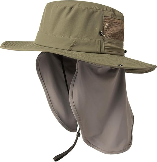 TOP-EX UVCoolix™ UV Protection Mens Sun Hat with Cooling Neck Flap Sunglass Lock Wide Brim Fishing Hats