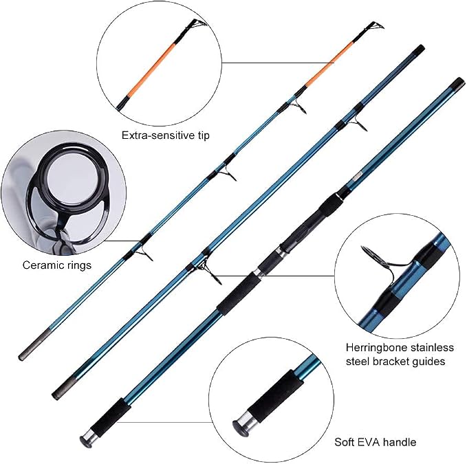 Dr.Fish Surf Fishing Rod and Reel Combo, Saltwater Fishing Combo, 12ft Surf Rod 8000/9000 Spinning Reel 9+1 BB, Offshore Gear Kit Pole Equipment Set