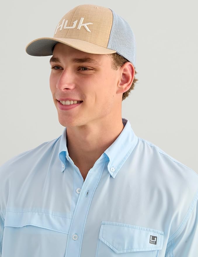 HUK Men's Tide Point Kc Scott Original Artwork Short Sleeve Shirt, Fishing Button Down