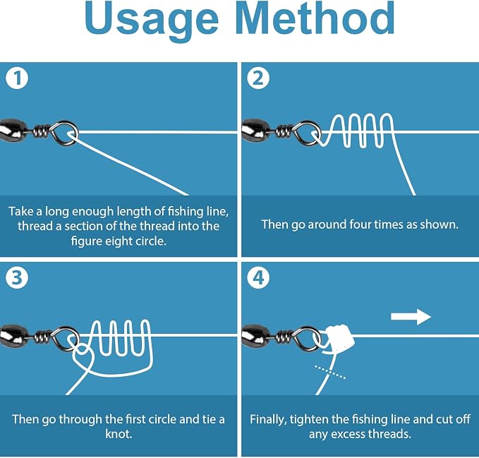 ReeMoo 200PCS Fishing Rolling Ball Bearing Barrel Swivel with Safety Snap Connector Fishing Accessories #2#4#6#8#10