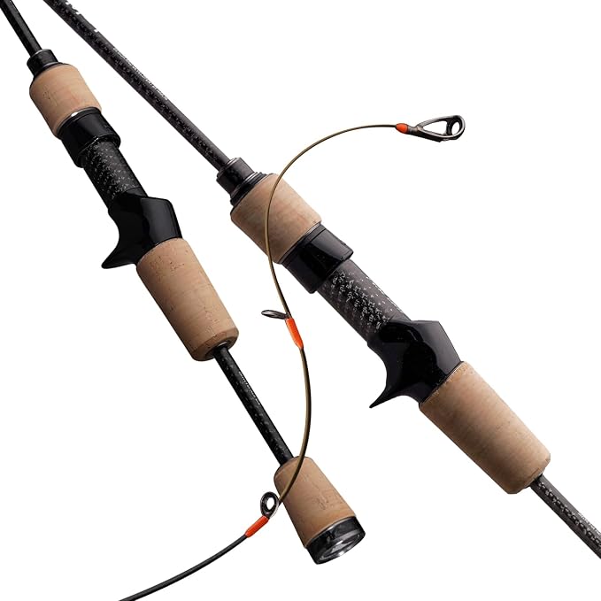 PURELURE Titanium-T Ultralight Fishing Rod Spinning & Casting for Trout Panfish, Carbon Fiber BFS Rod 2Pcs, Titanium Tip & Guides, Cork Handle, 5-6ft Stream Rod XUL Power, Fast/Moderate Fast Action