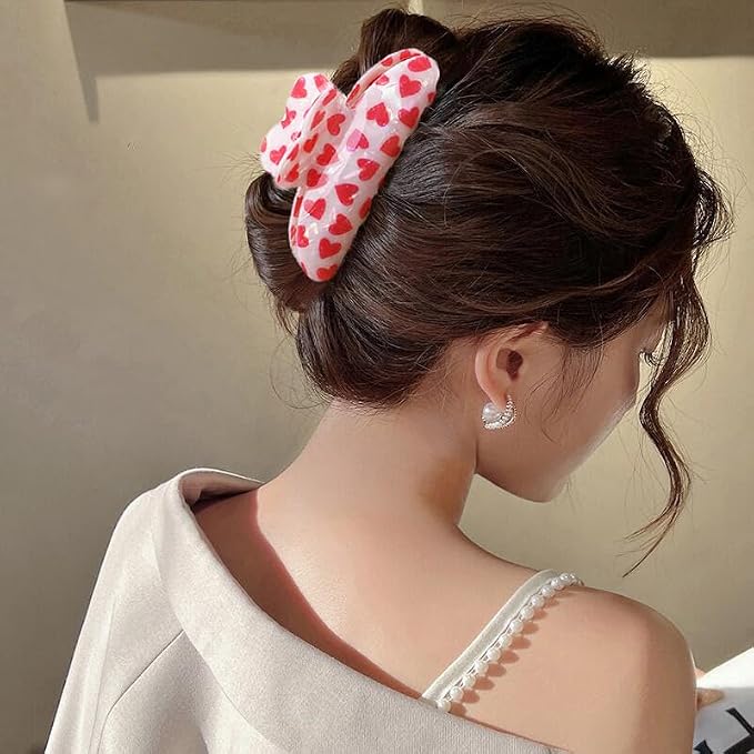 1 Pack Heart Hair Claw Clips - Large Acrylic Heart Shape Hair Clips Non-Slip Laser Hair Claw Clips Strong Hold Hair Styling Holiday Hair Accessories for Women Girls Bridesmaid Gifts