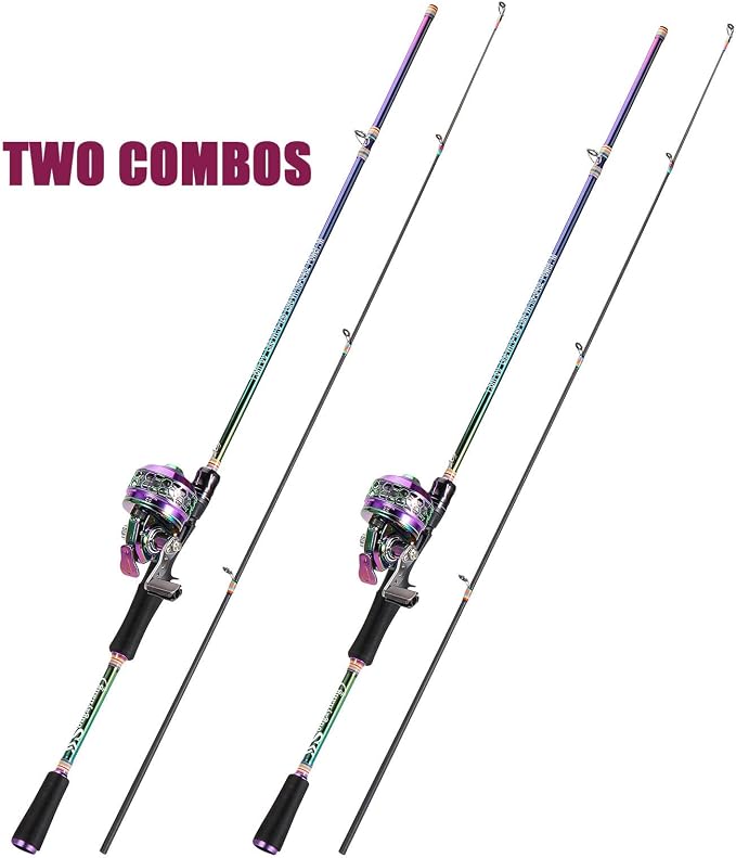 Sougayilang Fishing Reel Rod Combo, Two Pieces Colorful Poratble Light Weight Casting Rod with Spincast Fishing Reel for Freshwater