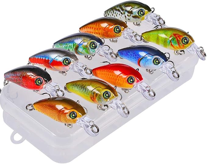 Mini Crankbait Fishing Lures Kits Swimbait Wobbler Hard Baits for Bass Trout Pike Freshwater and Saltwater 10pc-20pc/pack