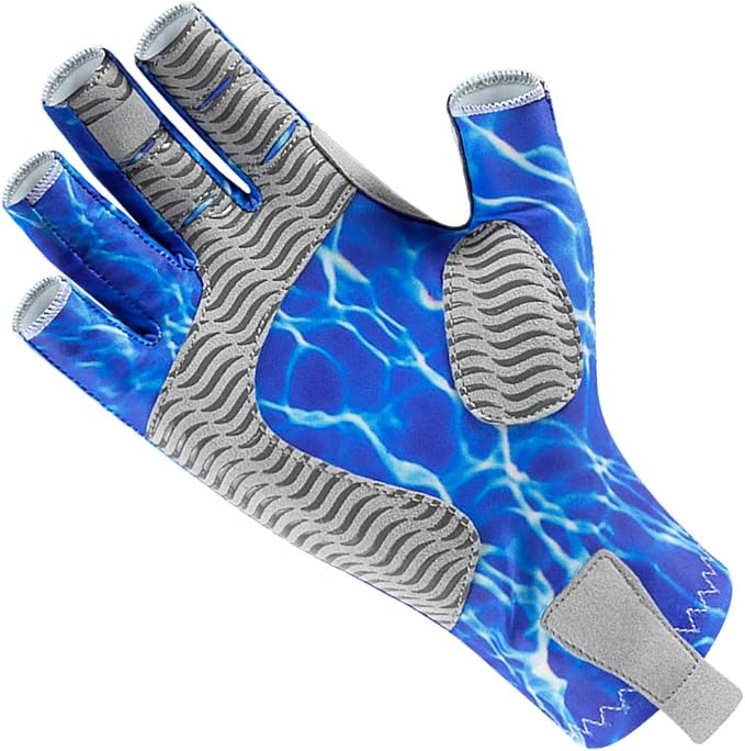 Fishoholic UPF50+ Fingerless Fishing Gloves - Sticky Grip Sun Protection Glove - Kayaking Paddling or Rowing