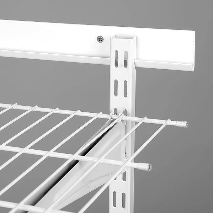 Blulu 2 Pcs 47.5 Inch Shelf Rails Bracket Dual-track Upright Wall Shelving System with 1 Pcs 40 Inch Rail Hardware White Heavy-duty Steel Wall Standard Shelf System for Home Laundry Pantry Closet