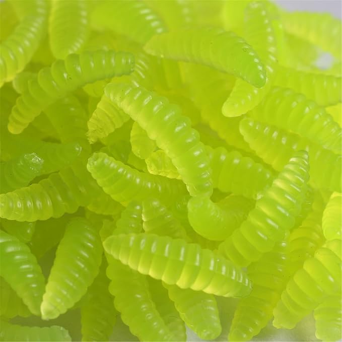 50Pcs Bread Maggots Soft Fishing Lures Artificial Maggots Soft Lures Fishing Baits Earthworms Baits for Freshwater Fishi