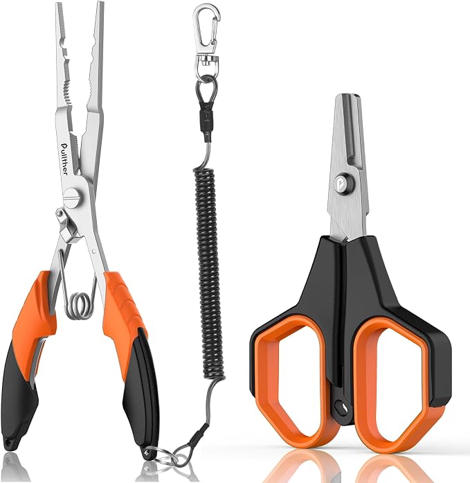 Fishing Tools Kit, Fishing Pliers,Fishing Scissors, Fishing Line Cutter for Braided Fishing Line,Fishing Gear with Lanyard